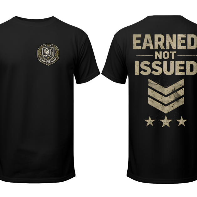 Earned Not Issued Black Tee - Military Fitness Tee by Strapped Gear